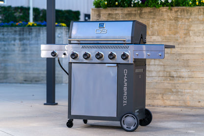 Char-Broil Performance Series FlavorMax 5-Burner Gas Grill, Cabinet with Side Burner, Gray