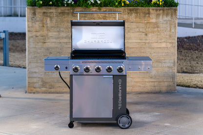 Char-Broil Performance Series FlavorMax 5-Burner Gas Grill, Cabinet with Side Burner, Gray