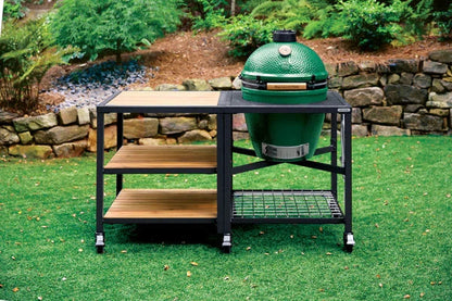 Big Green Egg Large Ceramic Kamado Grill in Modular Nest with Expansion and 3 Acacia Inserts Package