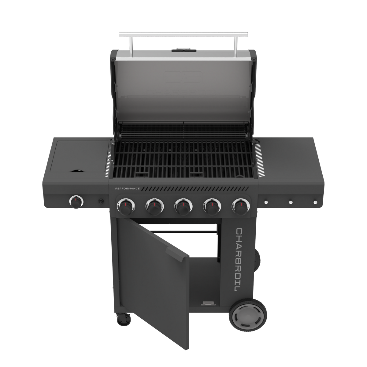 Char-Broil Performance Series FlavorMax 5-Burner Gas Grill, Cabinet with Side Burner, Gray