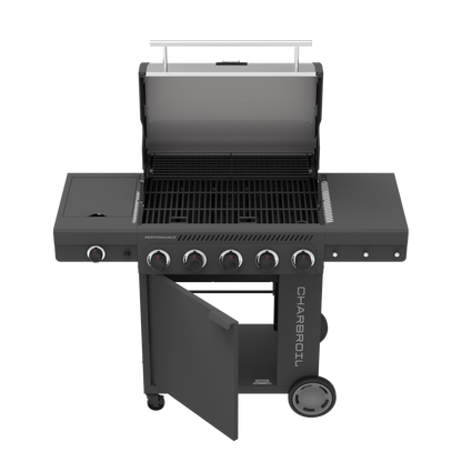 Char-Broil Performance Series FlavorMax 5-Burner Gas Grill, Cabinet with Side Burner, Gray