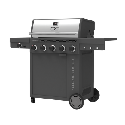 Char-Broil Performance Series FlavorMax 5-Burner Gas Grill, Cabinet with Side Burner, Gray