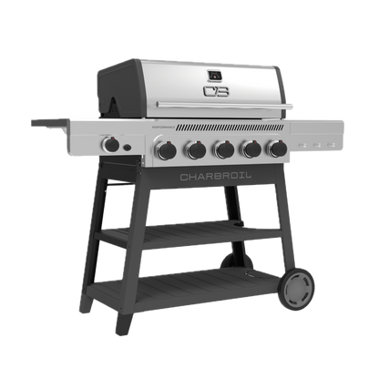 Char-Broil Performance Series FlavorMax 5-Burner Gas Grill, Cart with Side Burner, Gray
