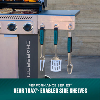 Char-Broil Performance Series FlavorMax 4-Burner Gas Grill, Cabinet with Side Burner, Gray