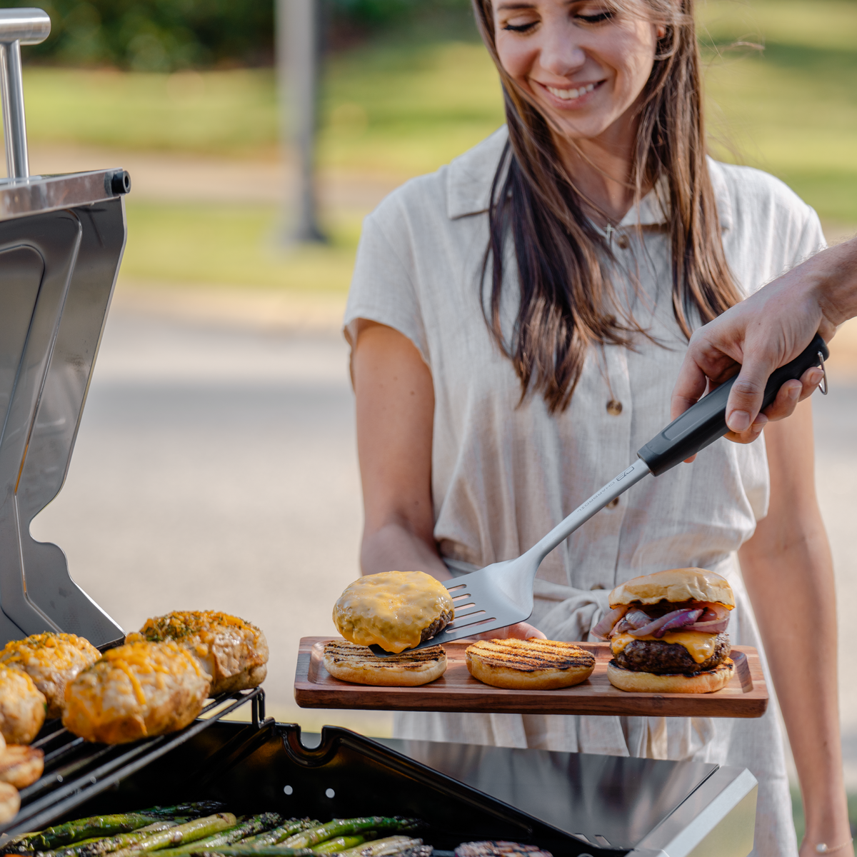 Char-Broil Performance Series FlavorMax 5-Burner Gas Grill, Cabinet with Side Burner, Gray
