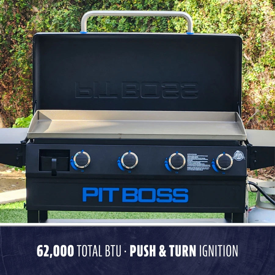 Pit Boss 4-Burner Deluxe Griddle With Side Shelves + Lid - PB4BGD1