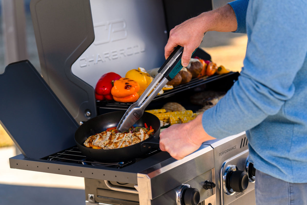 Char-Broil Performance Series FlavorMax 5-Burner Gas Grill, Cabinet with Side Burner, Gray