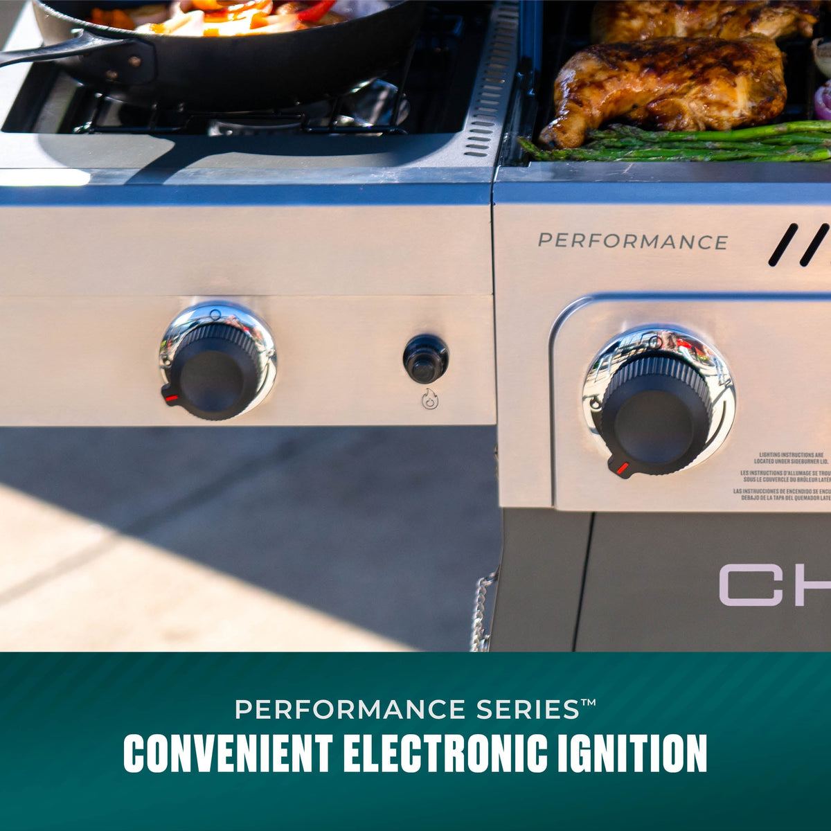 Char-Broil Performance Series FlavorMax 4-Burner Gas Grill, Cart with Side Burner, Gray