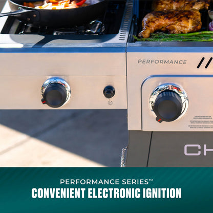 Char-Broil Performance Series FlavorMax 4-Burner Gas Grill, Cart with Side Burner, Gray