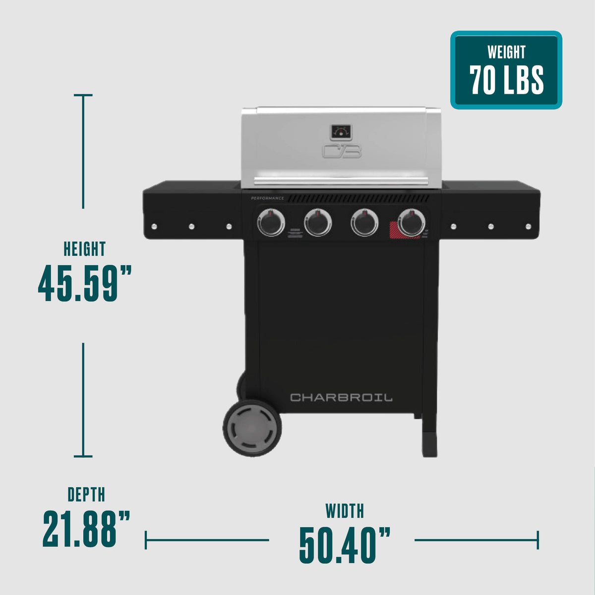 Char-Broil Performance Series 4-Burner Gas Grill, Cart with Sear Burner, Black