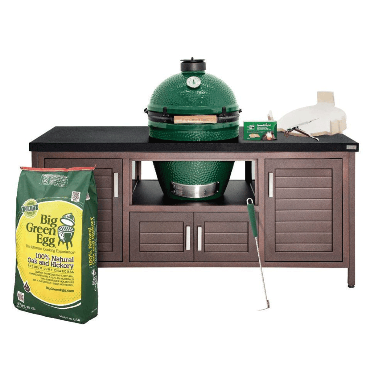 Big Green Egg Large Ceramic Kamado Grill in 69-inch Modern Farmhouse Table Package