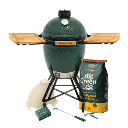Big Green Egg Large Ceramic Kamado Grill in a Nest with Acacia Mates Package
