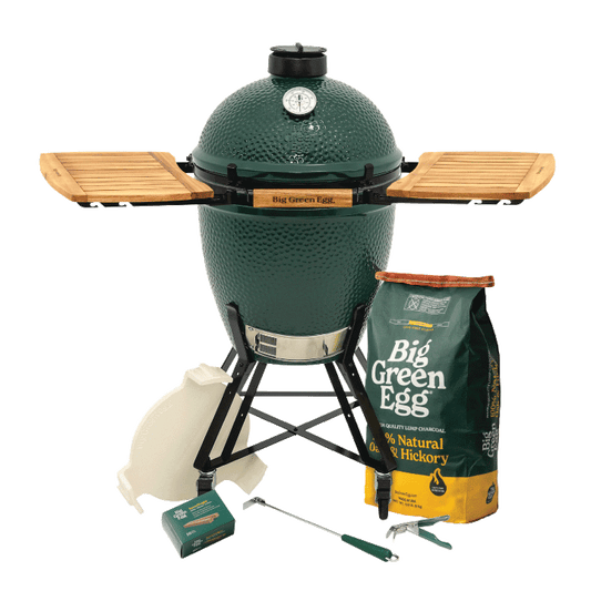 Big Green Egg Large Ceramic Kamado Grill in a Nest with Acacia Mates Package