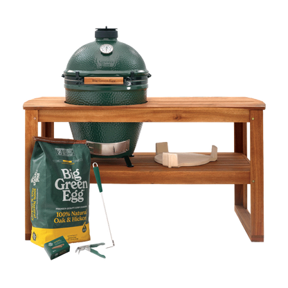 Big Green Egg Large Ceramic Kamado Grill in Acacia Table Package