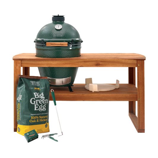 Big Green Egg Large Ceramic Kamado Grill in Acacia Table Package
