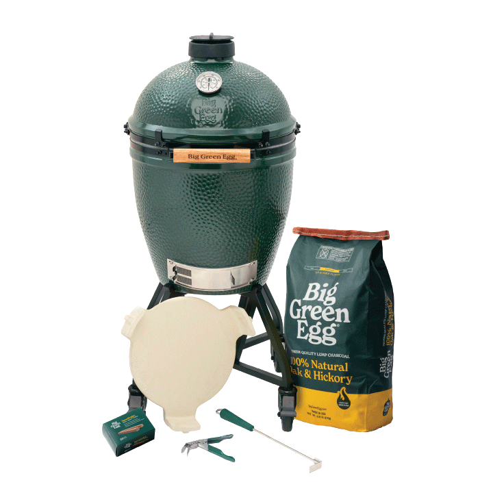 Big Green Egg Large Ceramic Kamado Grill in an intEGGrated Nest+Handler Package
