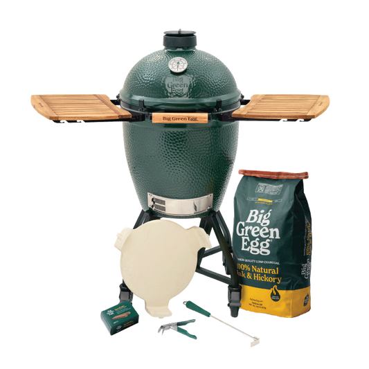 Big Green Egg Large Ceramic Kamado Grill in an intEGGrated Nest+Handler with Mates Package