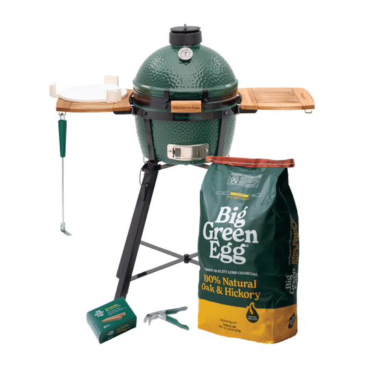 Big Green Egg MiniMax Ceramic Kamado Grill with Nest and Acacia Mates Package