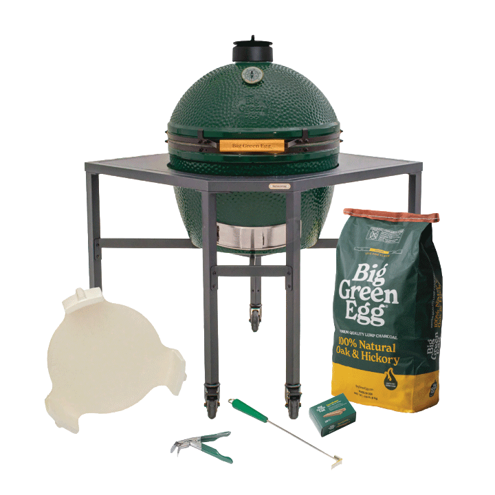 Big Green Egg XL Ceramic Kamado Grill in a Corner Modular Package