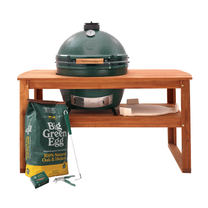 Big Green Egg XL Ceramic Kamado Grill in Acacia Table Package