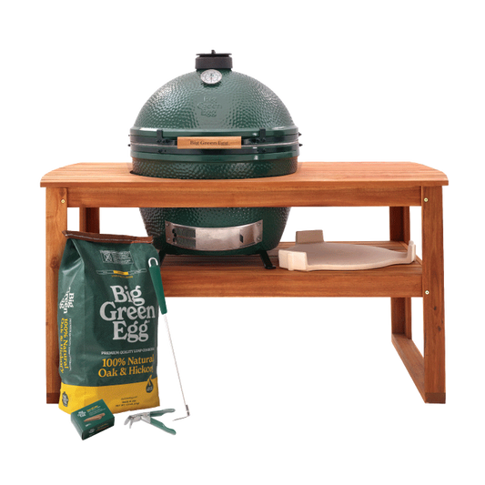 Big Green Egg XL Ceramic Kamado Grill in Acacia Table Package
