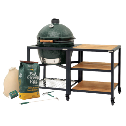 Big Green Egg XL Ceramic Kamado Grill in Modular Nest with Expansion and 3 Acacia Inserts Package
