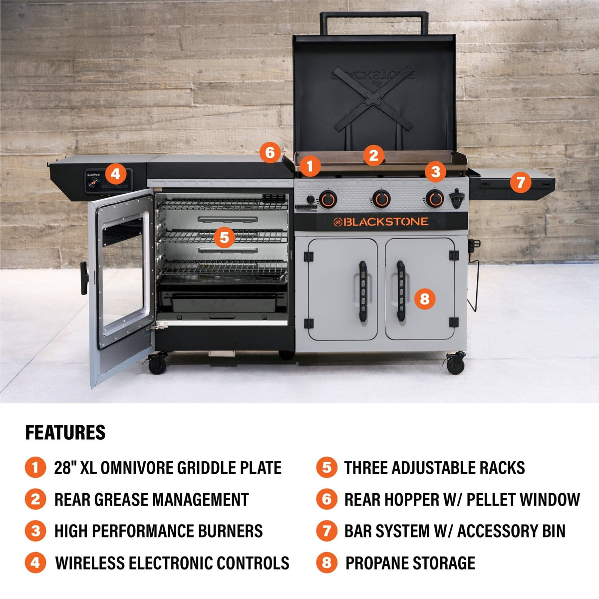 Blackstone 28" XL Griddle Vertical Pellet Smoker Combo