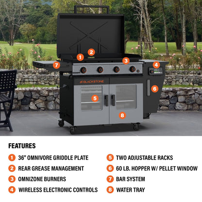 Blackstone Bronco 36” Griddle Vertical Pellet Smoker Combo