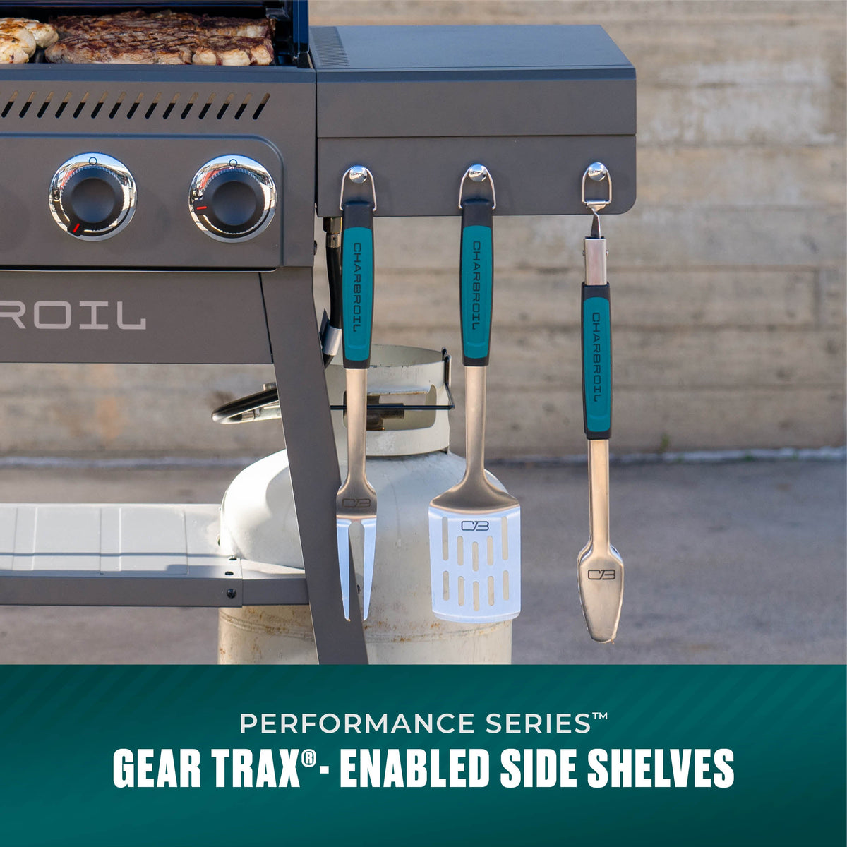 Char-Broil Performance Series FlavorMax 4-Burner Gas Grill, Cabinet with Side Burner, Gray