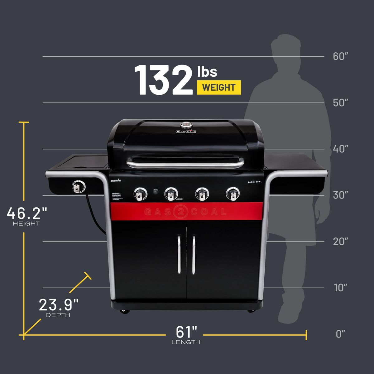 Char-Broil Gas2Coal 4-Burner Hybrid Grill