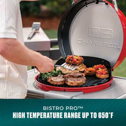 Char-Broil Bistro Pro Electric Grill & Griddle + Charcoal Mode Red