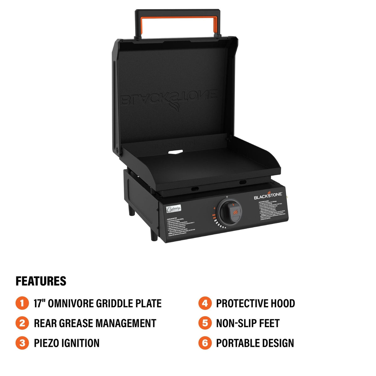 Blackstone Culinary 17” Tabletop Griddle with Hood