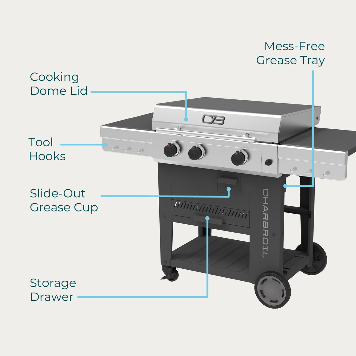 Char-Broil Versa-Tile 28" 3-Burner All-in-one Cooking Station