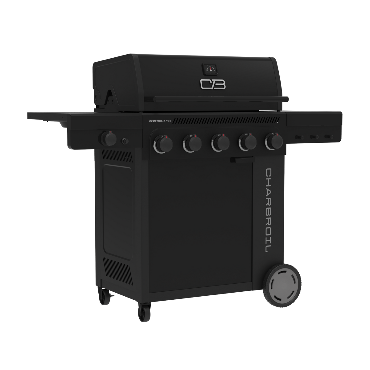 Char-Broil Performance Series FlavorMax 5-Burner Gas Grill, Cabinet with Side Burner, Blackout
