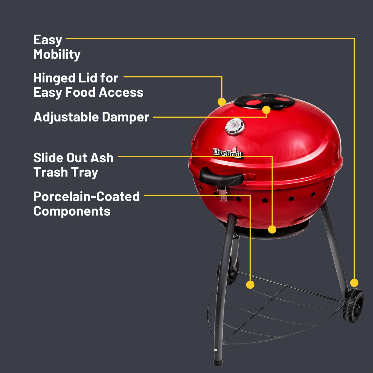 Char-Broil Kettleman TRU-Infrared Charcoal Grill Red