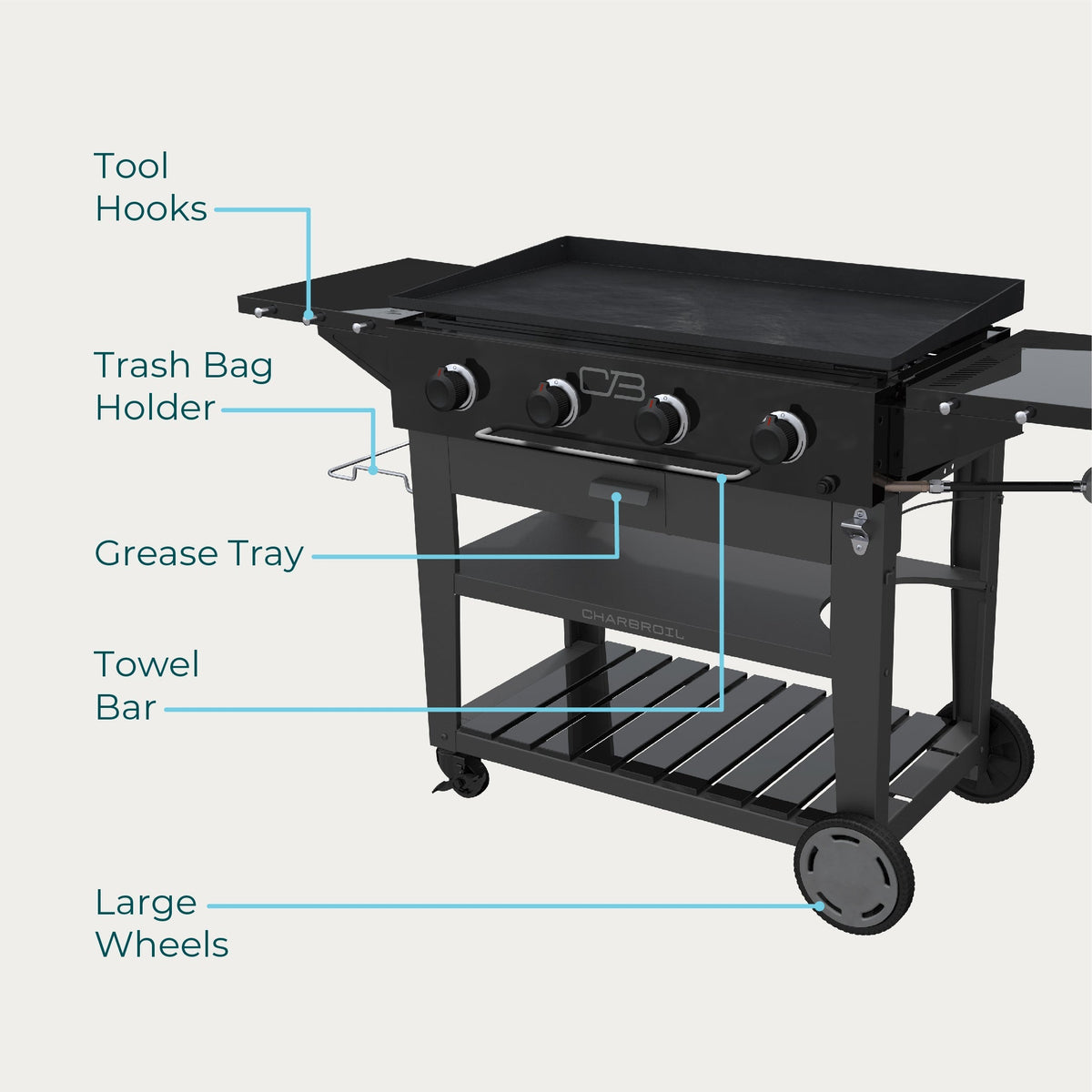 Char-Broil Performance Series 4-Burner Gas Griddle, Cart, Black