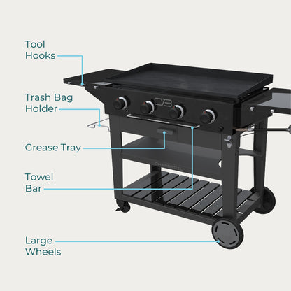Char-Broil Performance Series 4-Burner Gas Griddle, Cart, Black