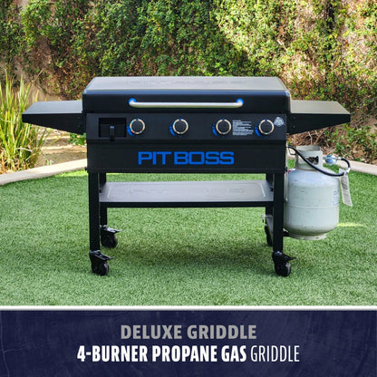 Pit Boss 4-Burner Deluxe Griddle With Side Shelves + Lid - PB4BGD1