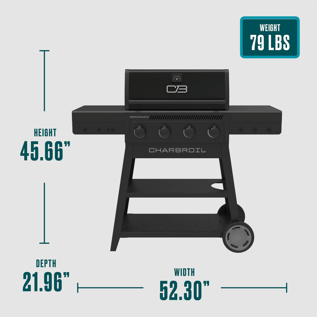 Char-Broil Performance Series 4-Burner Gas Grill with FlavorMax (Cart, Blackout)