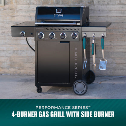 Char-Broil Performance Series FlavorMax 4-Burner Gas Grill, Cabinet with Side Burner, Black