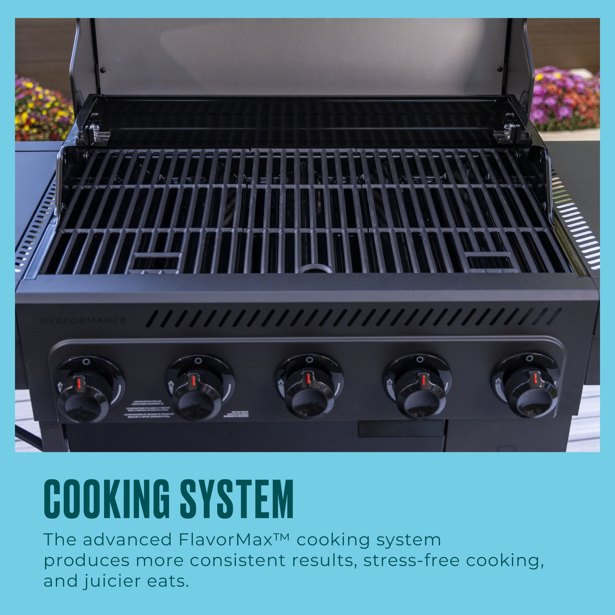 Char-Broil Performance Series FlavorMax 5-Burner Gas Grill & Griddle, Cabinet with Side Burner, Gray