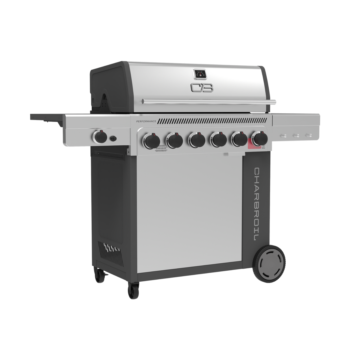 Char-Broil Performance Series FlavorMax 6-Burner Gas Grill, Cabinet with Side Burner, Gray