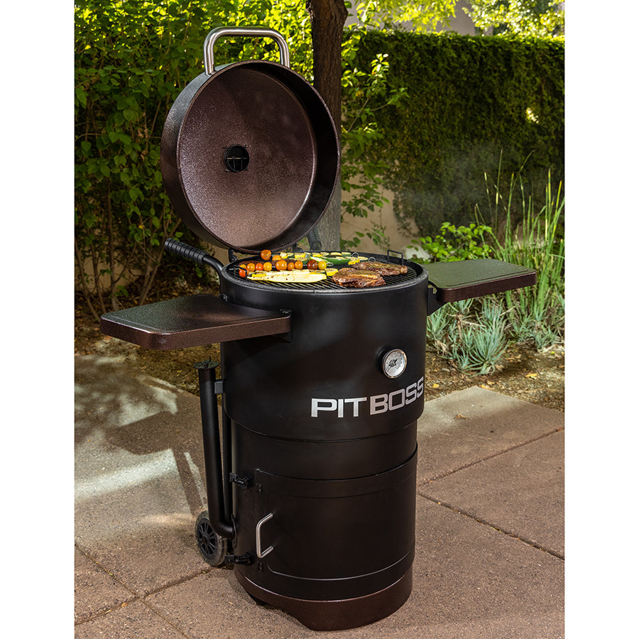 Pit Boss Mahogany Champion Barrel Charcoal Smoker - PBV24CB