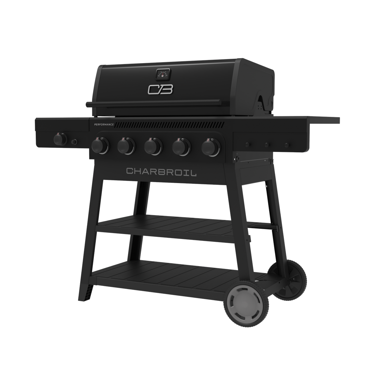 Char-Broil Performance Series FlavorMax 5-Burner Gas Grill, Cart with Side Burner, Blackout