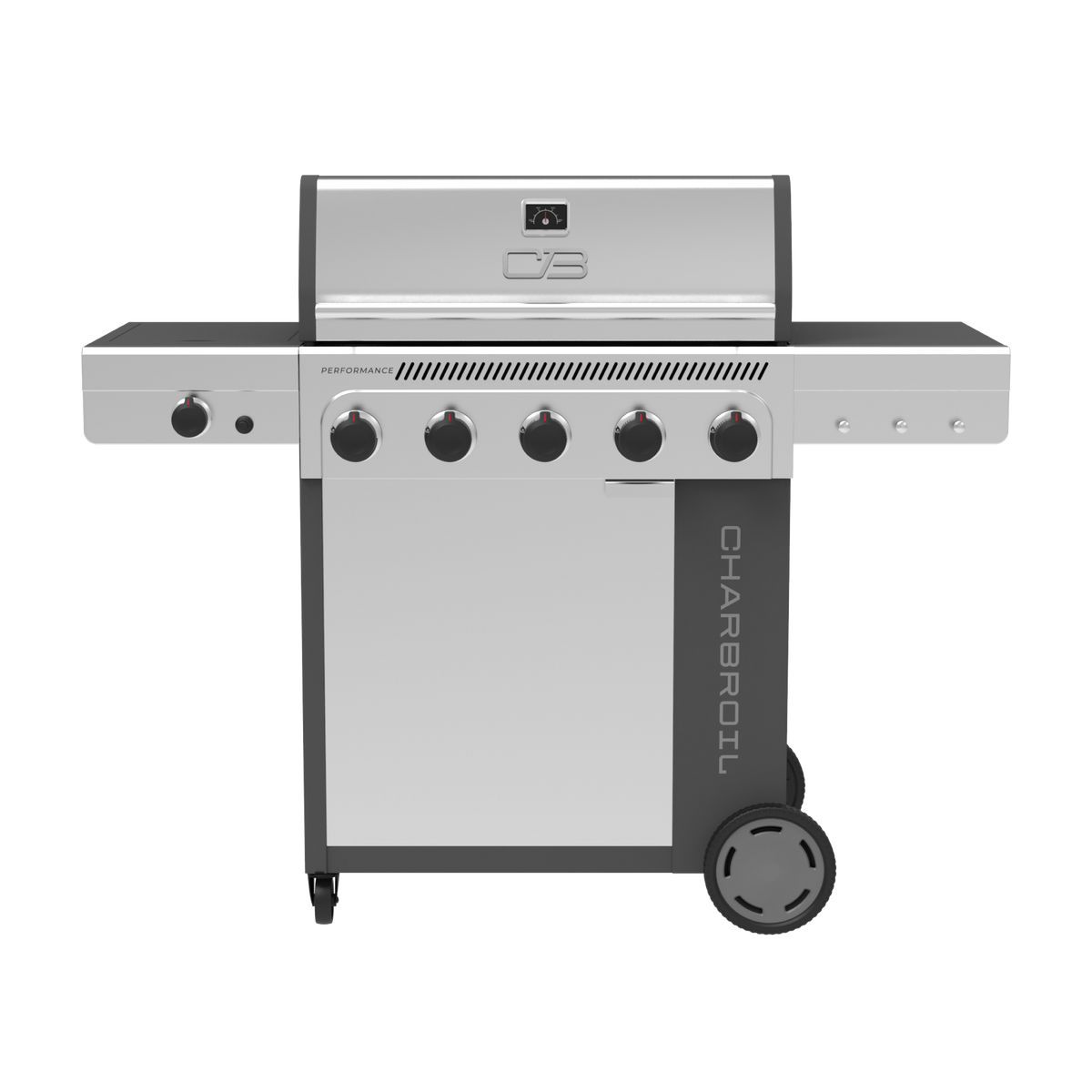 Char-Broil Performance Series FlavorMax 5-Burner Gas Grill, Cabinet with Side Burner, Gray