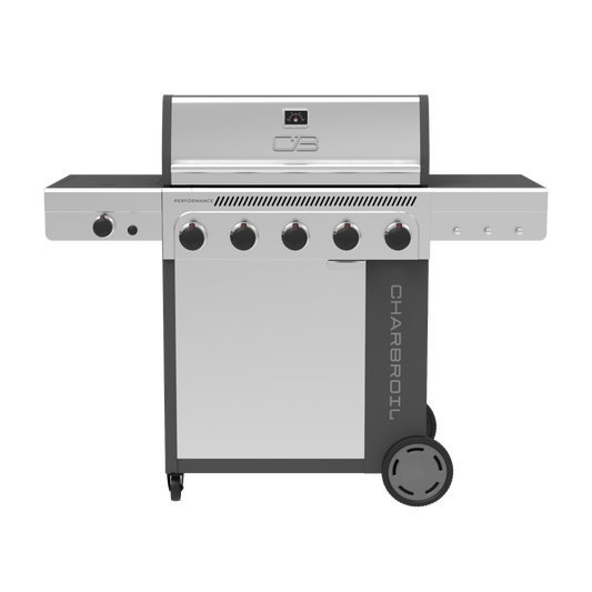 Char-Broil Performance Series FlavorMax 5-Burner Gas Grill, Cabinet with Side Burner, Gray