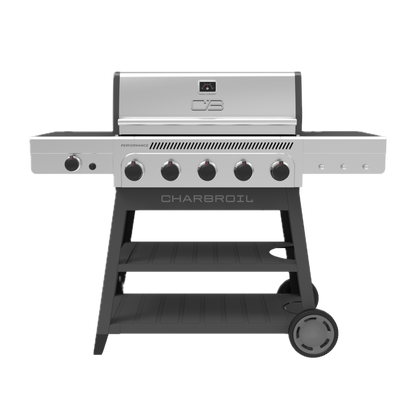Char-Broil Performance Series FlavorMax 5-Burner Gas Grill, Cart with Side Burner, Gray