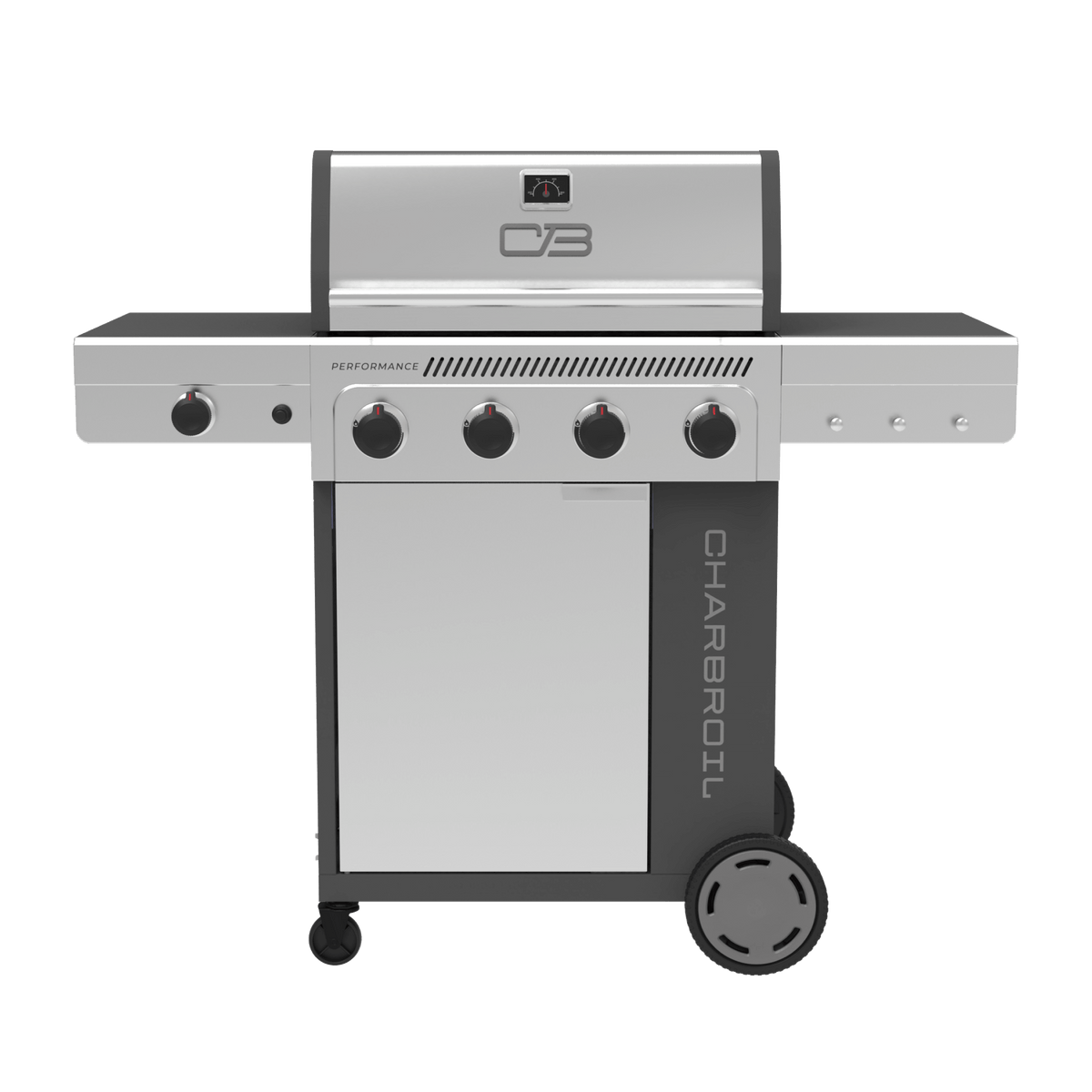 Char-Broil Performance Series FlavorMax 4-Burner Gas Grill, Cabinet with Side Burner, Gray