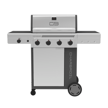 Char-Broil Performance Series FlavorMax 4-Burner Gas Grill, Cabinet with Side Burner, Gray