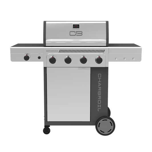 Char-Broil Performance Series FlavorMax 4-Burner Gas Grill, Cabinet with Side Burner, Gray